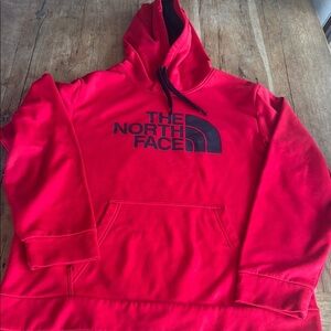 Men's red THE NORTH FACE hooded sweatshirt. Size XL